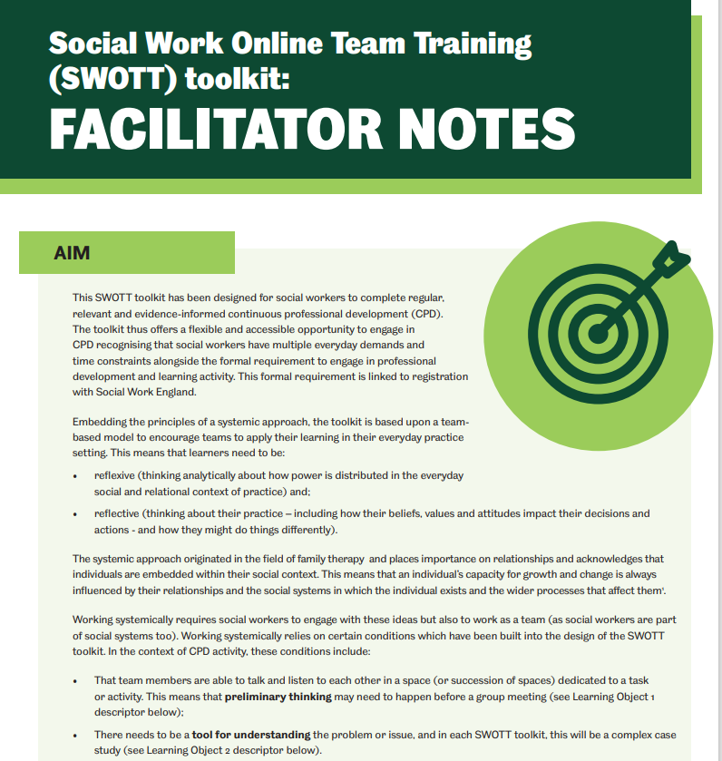 Social Work Online Team Training (SWOTT) toolkit: FACILITATOR NOTES