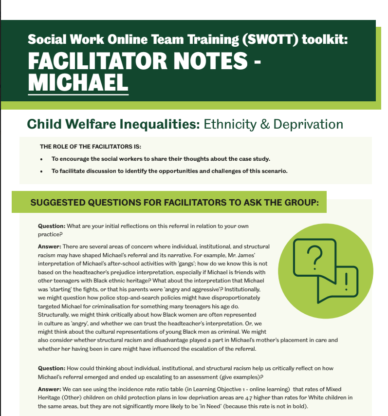 Child Welfare Inequalities: Ethnicity & Deprivation – Facilitator Notes