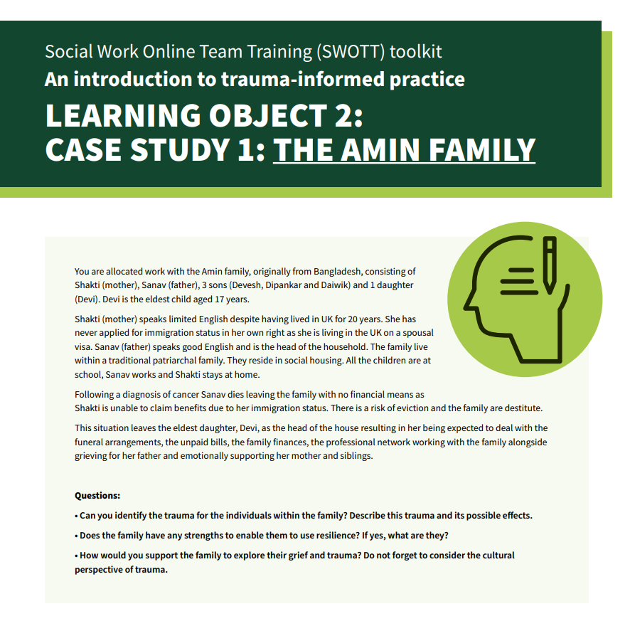 Trauma-informed practice Case study 1. The Amin family