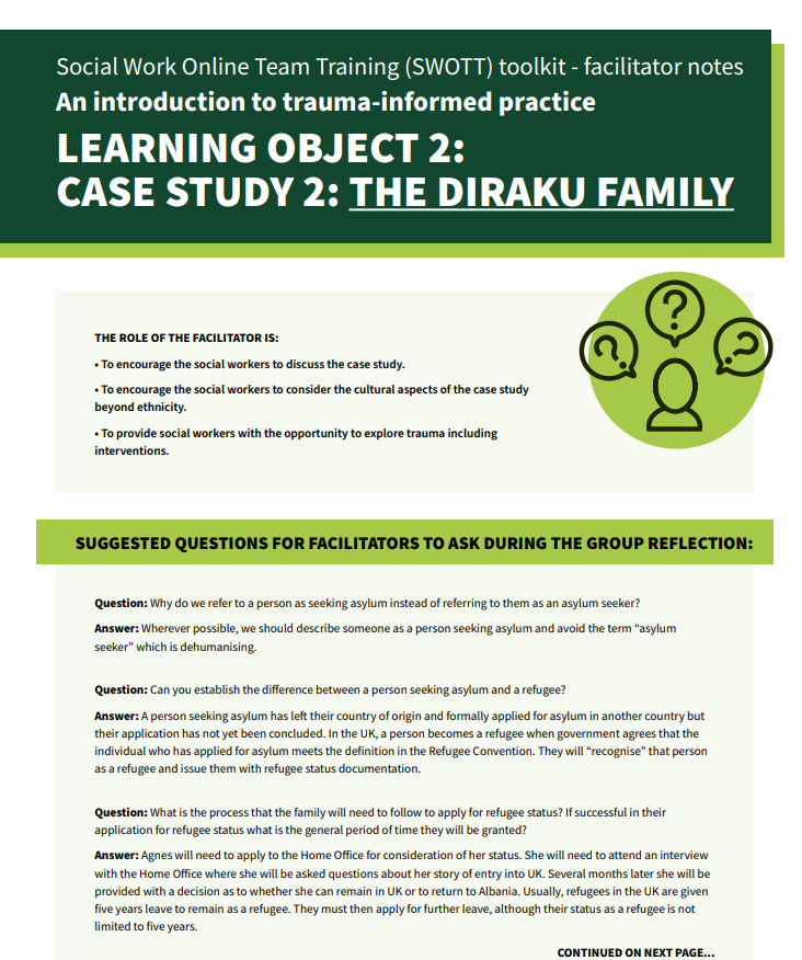 Trauma-informed practice – Case study 2 Facilitator Notes