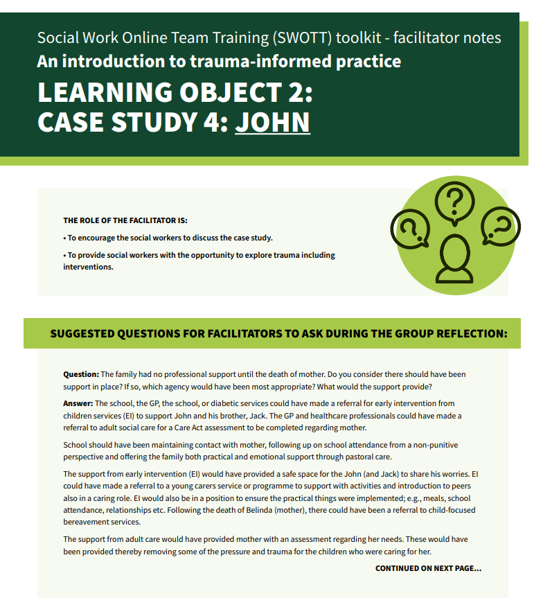 Trauma-informed practice – Case study 4 Facilitator Notes