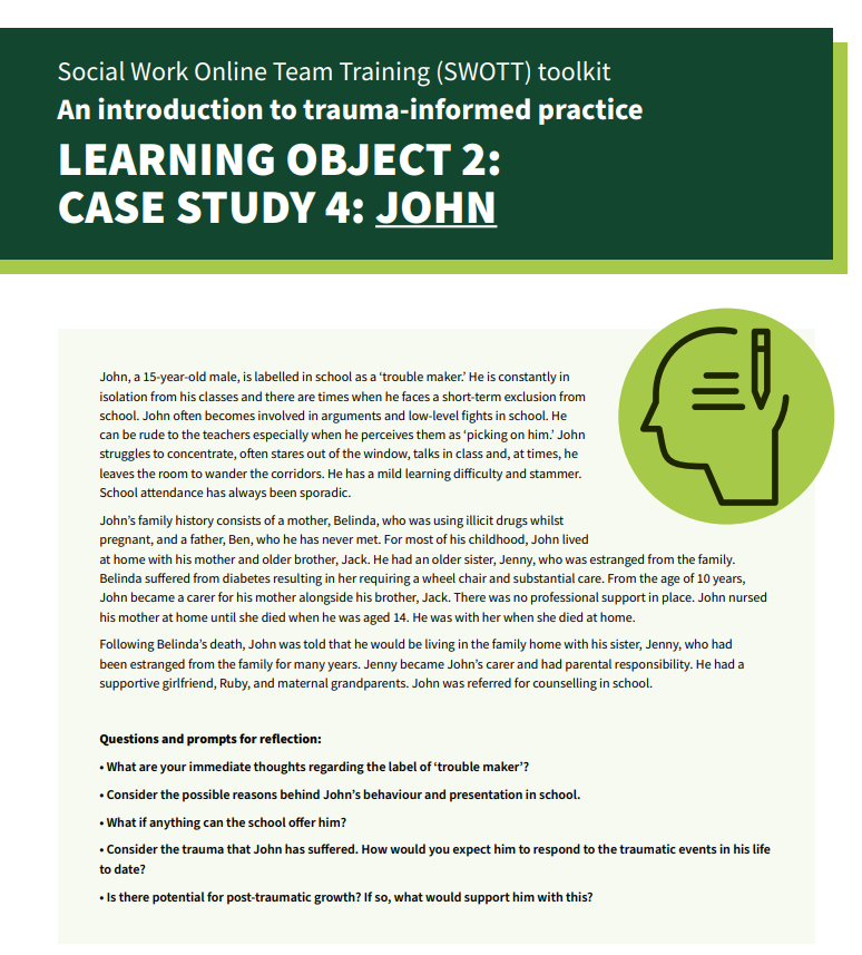 Trauma-informed practice – Case study 4 – John