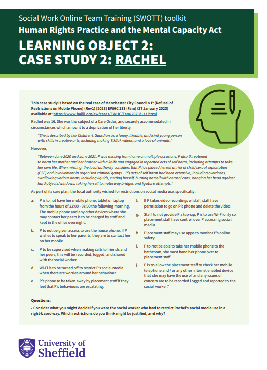 Human Rights practice Case study 2 – Rachel