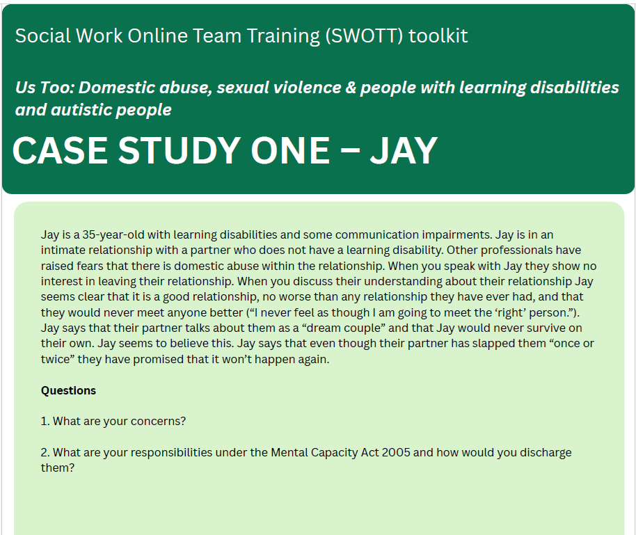 Us Too: DVA & people with learning disabilities and autistic people. Case Study 1 Jay