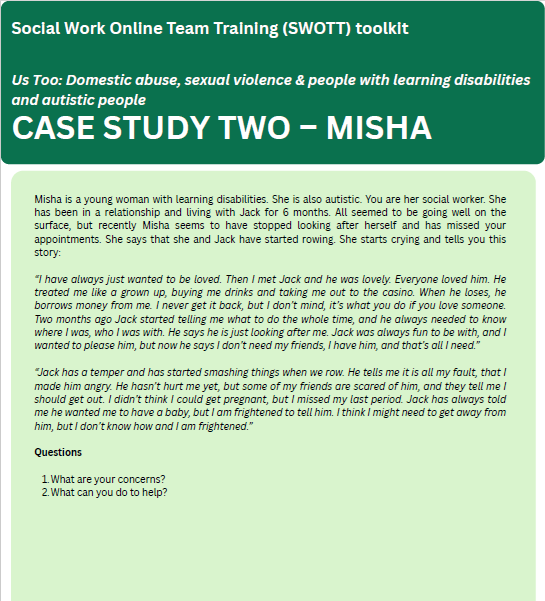 Us Too: DVA & people with learning disabilities and autistic people Case Study Two Misha