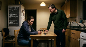 A man tells his wife about the rules she must follow